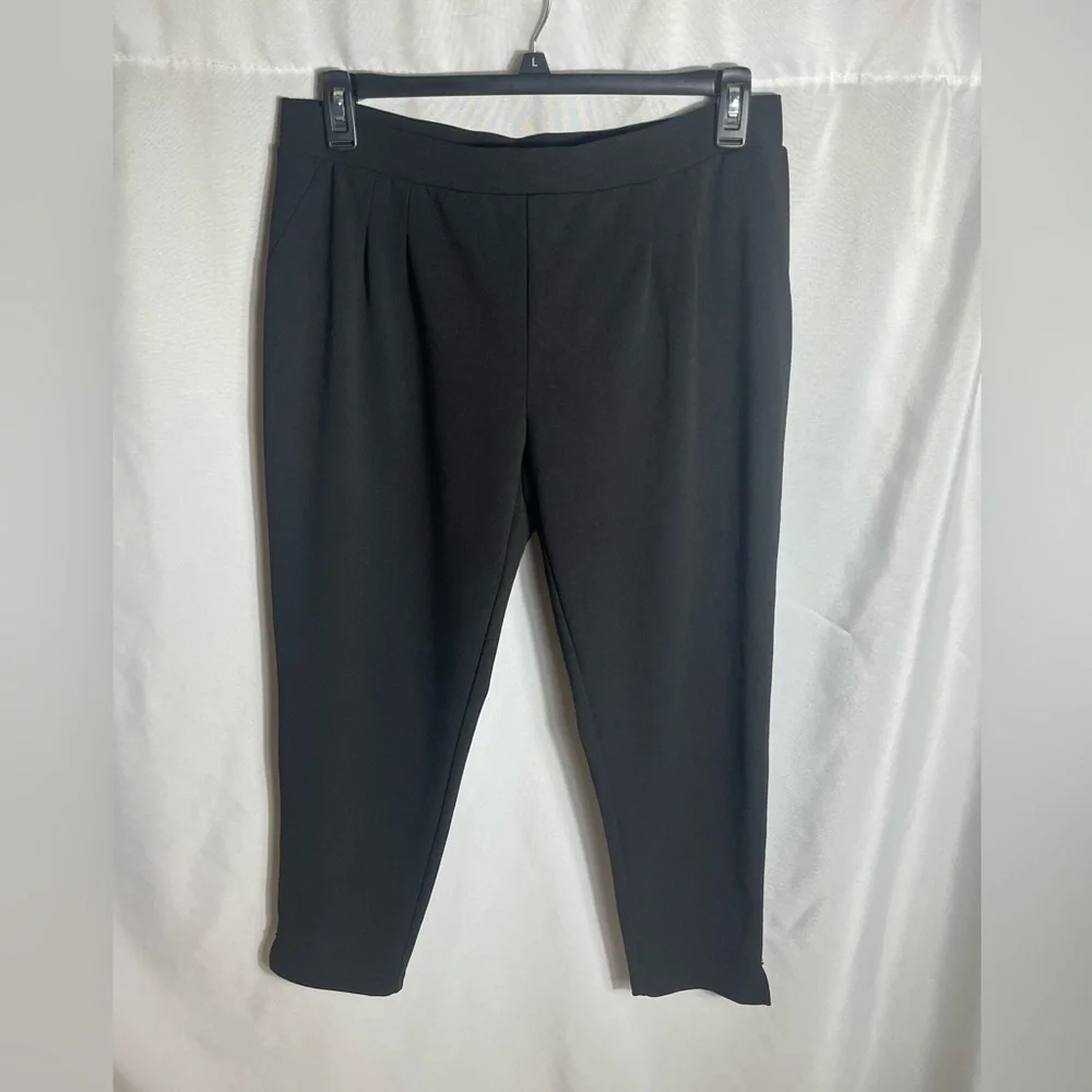Michael Kors Black Tapered Pants Size L Elastic Waist 28” Inseam Career